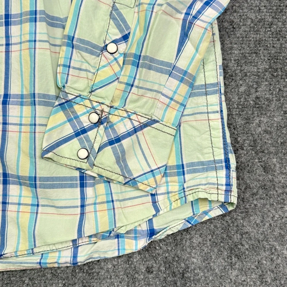 BKE Vintage Western Shirt Mens XL Athletic Fit Plaid Pearl Snap Cowboy Buckle